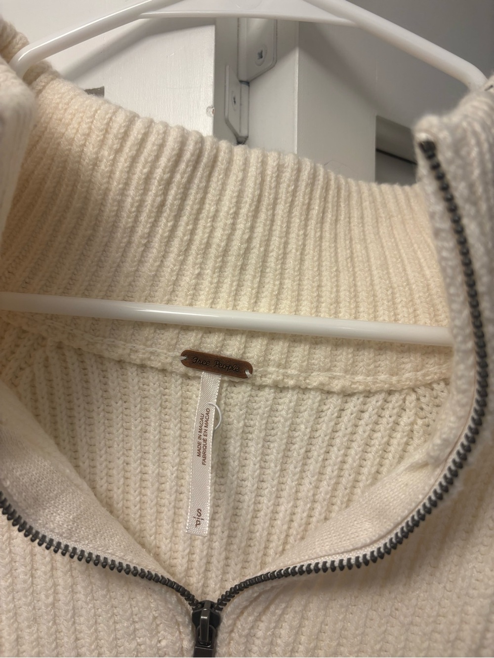 Free People Greta Half Zip Sweater Cream Size Small - Picture 4 of 4